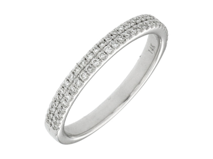 14 Karat White Gold Double Row Diamond Wedding Band