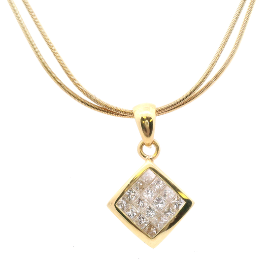 Estate Diamond Invisible Set Pendant on Double Snake Chain
