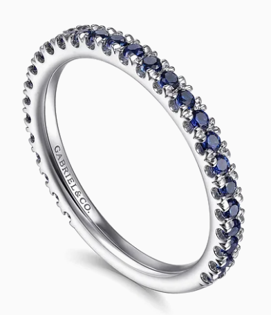 14K White Gold Sapphire Stackable Ring