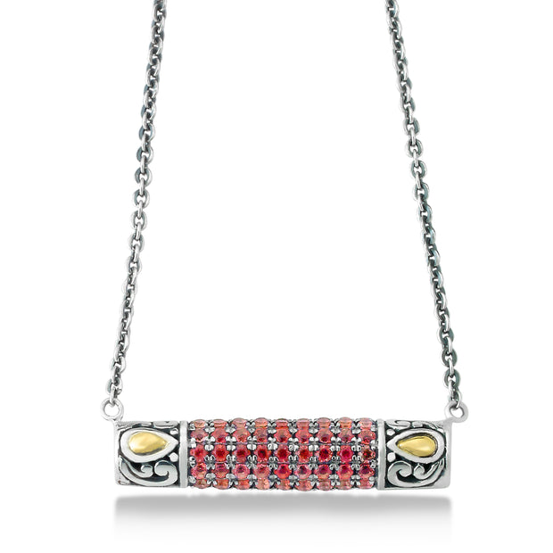 Sterling Silver/18K Garnet Necklace