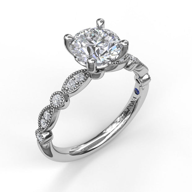 14 Karat White Gold Diamond Semi-Mount Engagement Ring