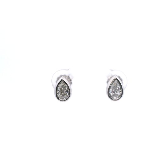 Bezel Set Pear Shape Diamond Stud Earrings
