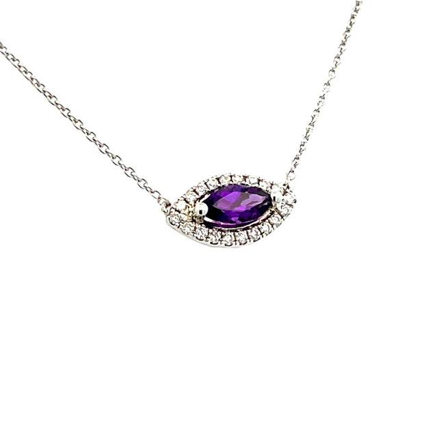 14 KT White Gold Rhodium Plated Halo Necklace