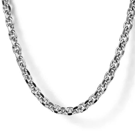Sterling Silver Solid Men's Link Chain Necklace