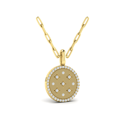 14 Karat Yellow Gold Round Star Pendant/Necklace