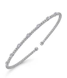 14K White Gold Bujukan Diamond Stations Bangle