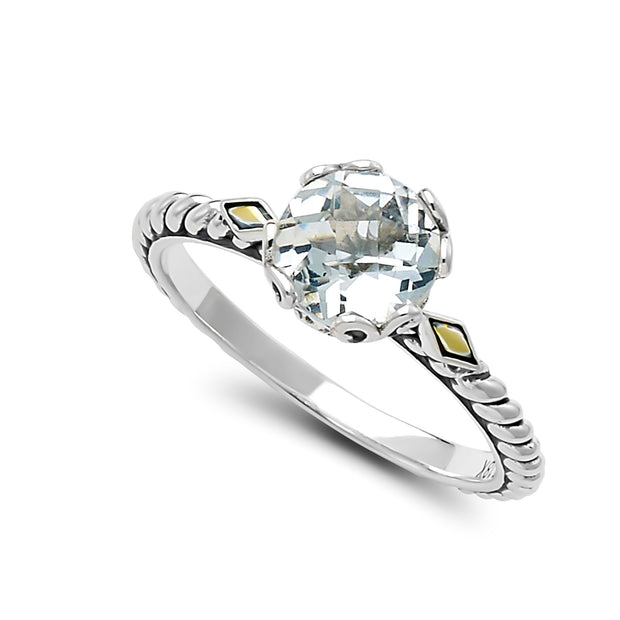Sterling Silver And 18K Yellow Gold Two-Tone White Topaz Ring