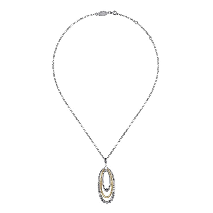 925 Sterling Silver and 14K Yellow Gold Bujukan Rope Circle Pendant Necklace