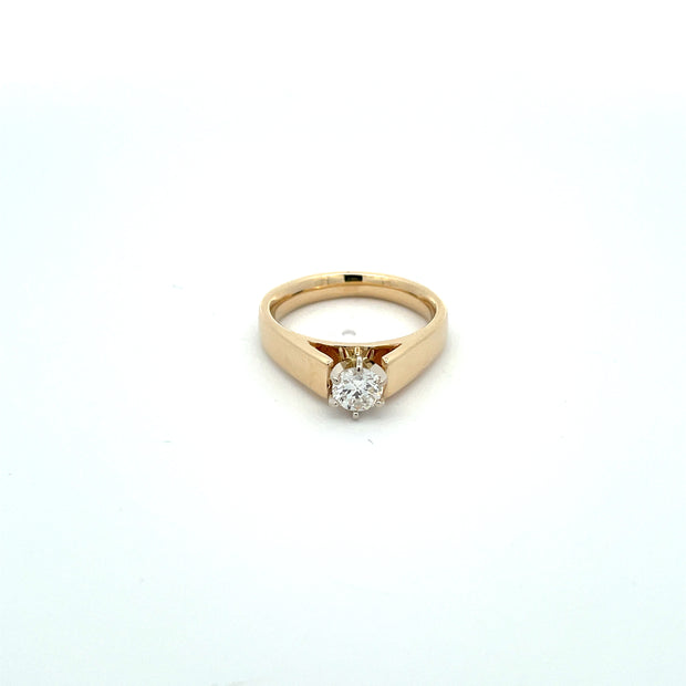 14 Karat Yellow Gold Cathedral Solitaire