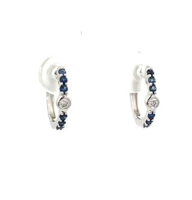 Sapphire & Diamond  Huggie Hoops