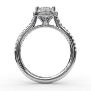 14 Karat White Gold Diamond Halo Semi-Mount Ring