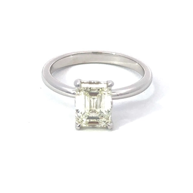 White Gold Solitaire Emerald Cut Engagement Ring