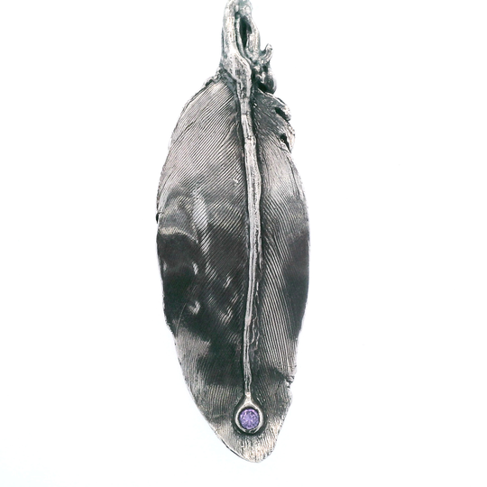 Estate Leaf Pendant w/ Purple Stone