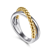 925 Sterling Silver and 14K Yellow Gold Bujukan Criss Cross Ring