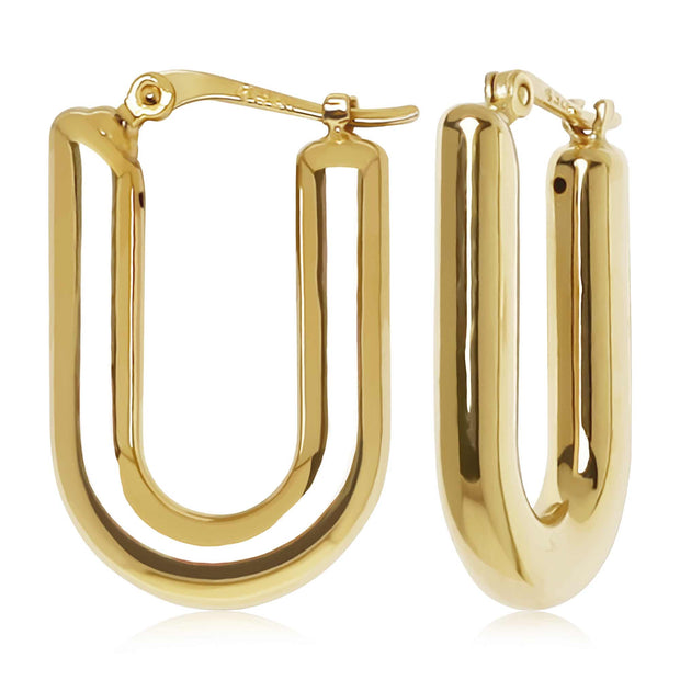 Yellow Gold Horseshoe Hoop Earrings
