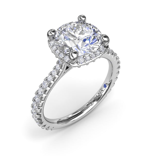 Shared Prong Diamond Semi-mount Engagement Ring