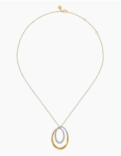 Selene - 14K Yellow Gold Diamond Swirl Pendant Necklace