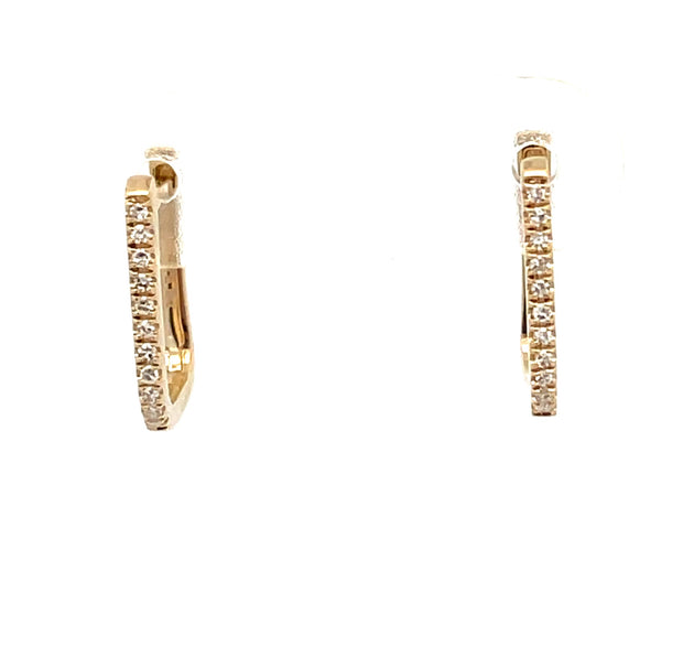 14 Karat Yellow Gold Diamond Hoop Earrings