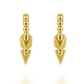 14K Yellow Gold Beaded Spiked 15mm Huggies