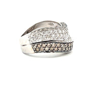 18 KT White Gold Rhodium Plated Wave-Style Band