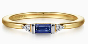 14K Yellow Gold Diamond and Blue Sapphire Stackable Ring