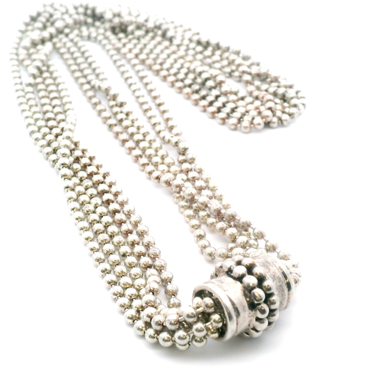 Vintage Joseph Esposito Necklace | Espo Sterling Silver Five Strand 18" Bead Chain Snap Closure 925