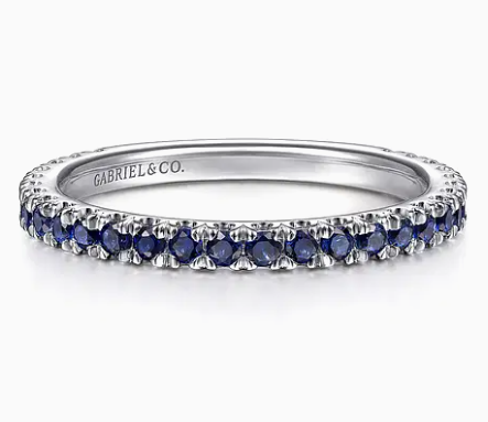 14K White Gold Sapphire Stackable Ring