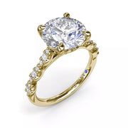 14 Karat Yellow Gold Diamond Semi Mount Ring