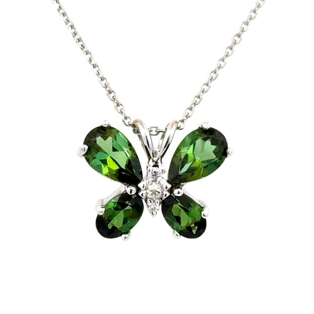 14K Green Tourmaline Butterfly Necklace