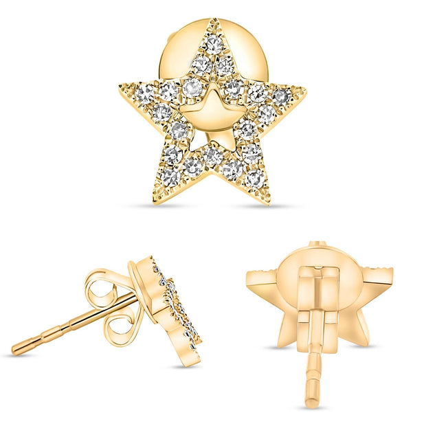 14 Karat Yellow Gold Star Earrings