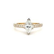 Yellow Gold Diamond Engagement Ring with Marquise Center