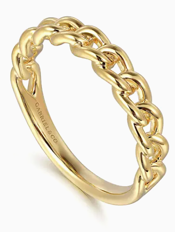 14K Yellow Gold Cuban Link Stackable Ring