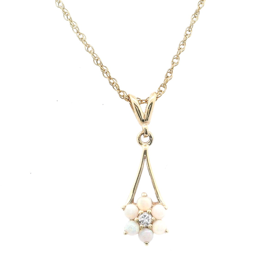 Estate Opal Flower Necklace