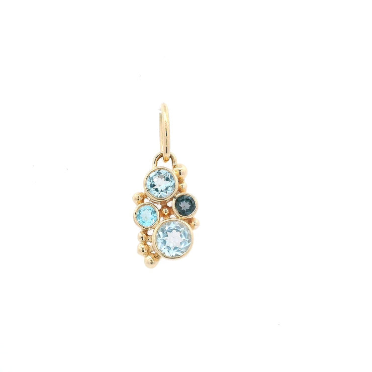 18K Yellow Blue Topaz Pendant