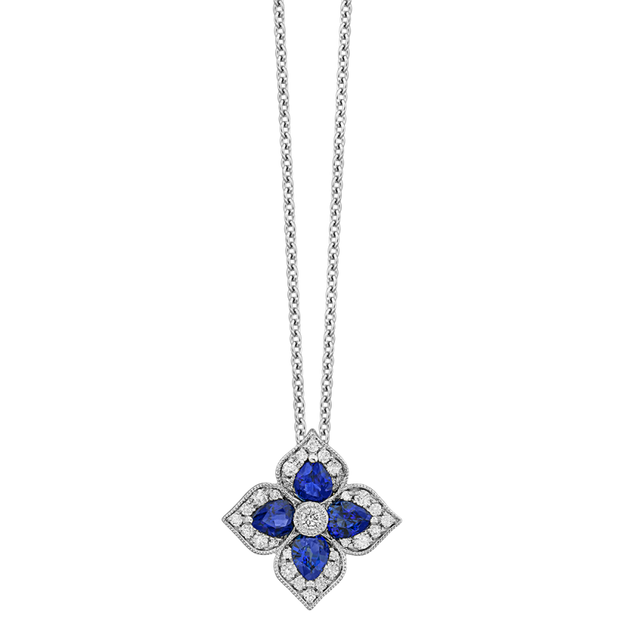 Sapphire & Diamond Flower Necklace