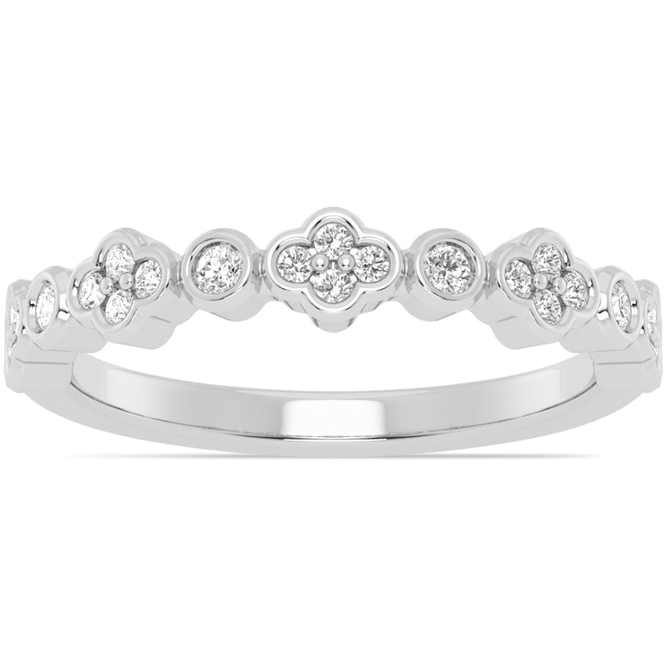 Diamond Clover Wedding Band