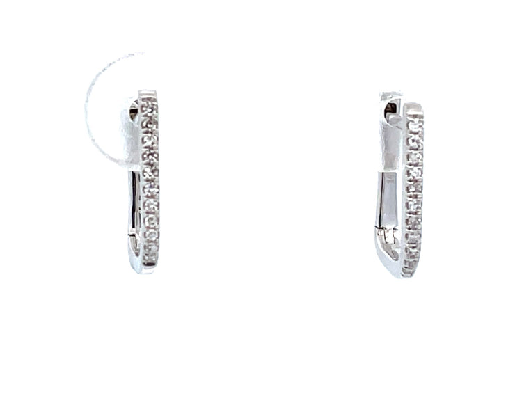 14 Karat White Gold/ Rhodium Plated Diamond Hoop Earrings