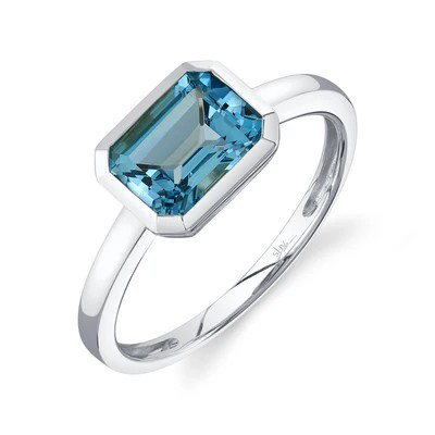 Emerald Cut Blue Topaz Ring