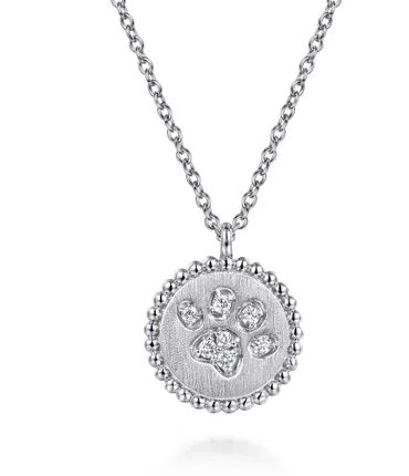 Sterling Silver Diamond Bujukan Paw Print Medallion