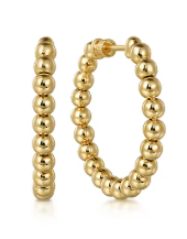 14K Yellow Gold Bujukan Beads Classic 30mm Hoop Earrings