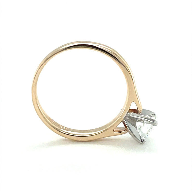 14 Karat Yellow Gold Cathederal Round Solitaire Engagement Ring