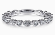 14K White Gold Marquise and Round Station Diamond Ring