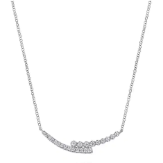 14K White Gold Diamond Bypass Bar Necklace