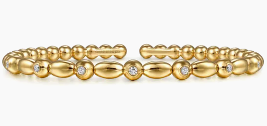 14K Yellow Gold Bujukan Diamond Split Bangle Bracelet