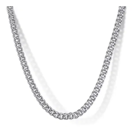 22 Inch 3mm 925 Sterling Silver Solid Mens Cuban Link Chain Necklace