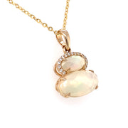 14 Karat Yellow Gold Opal And Diamond Necklace