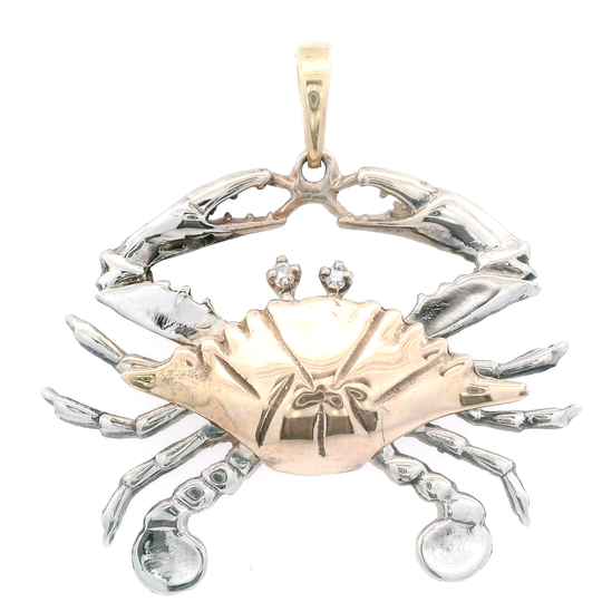 Two-Tone Crab Pendant w/ Diamond Eyes