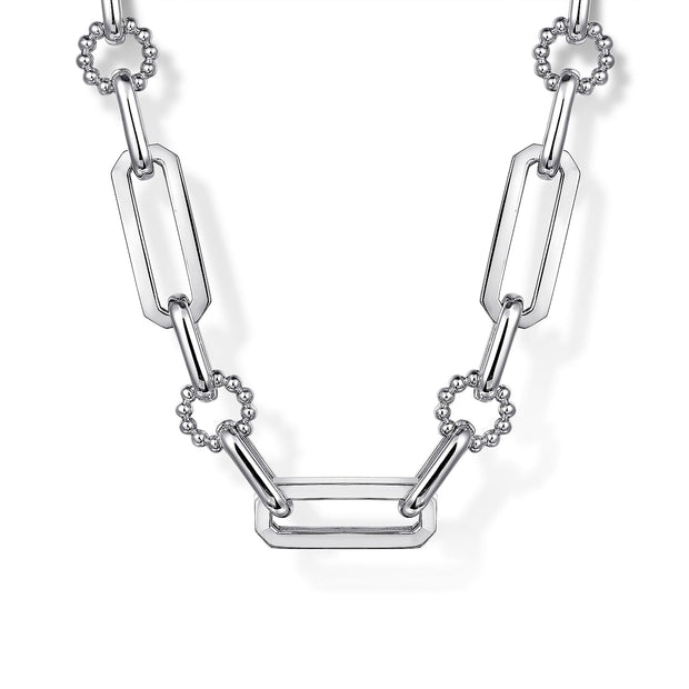 925 Sterling Silver Paper Clip Chain Necklace with Bujukan Connectors