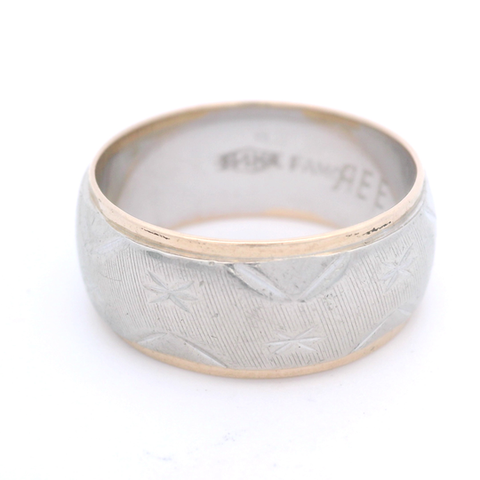 8mm Two-Tone Engraved Wedding Band