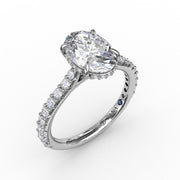 14 Karat White Gold Shared Prong Diamond Semi-Mount Ring